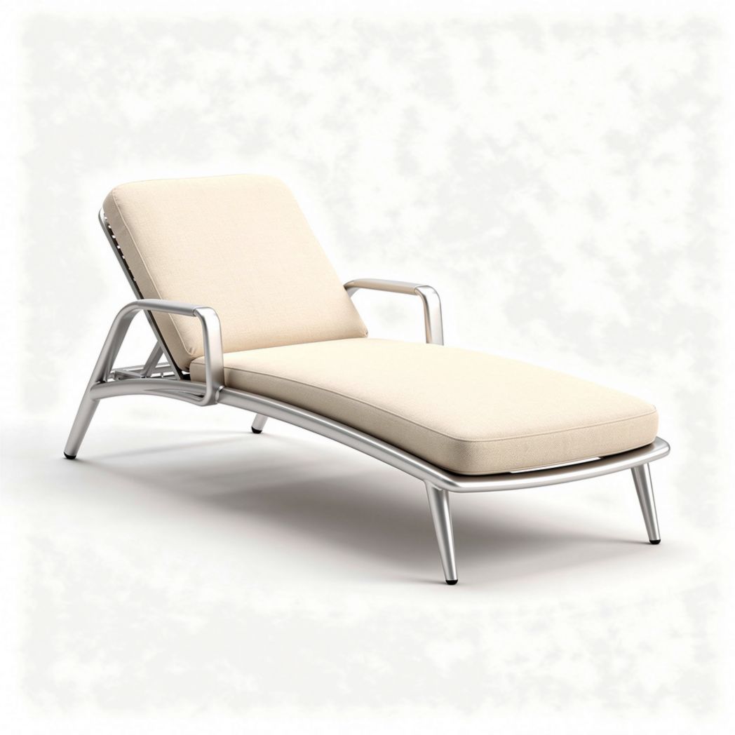 Aluminum lounge chair with cream cushion for outdoor patio use