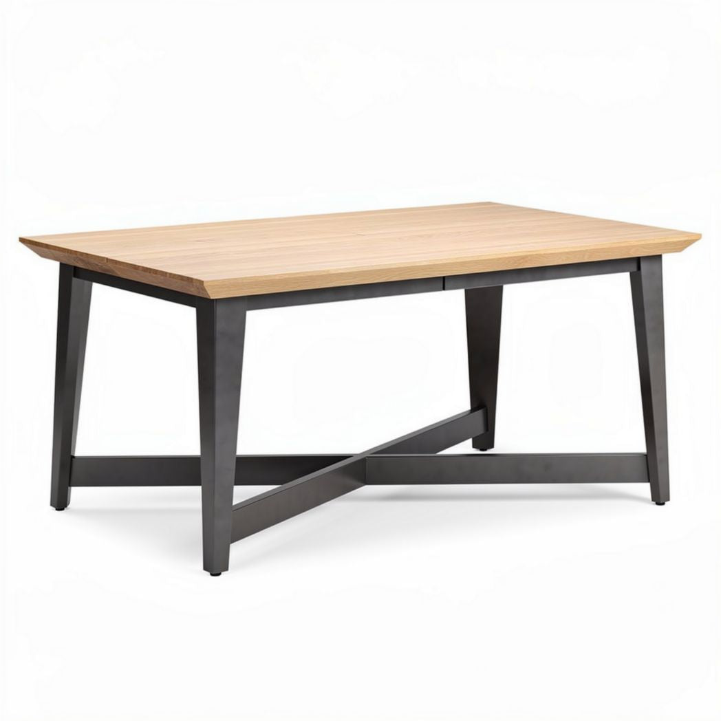 Rectangular dining table with wooden top and steel frame 150 x 80 x 75cm