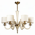 Modern chandelier with fabric shades and antique brass finish 60 x 60 x 30cm