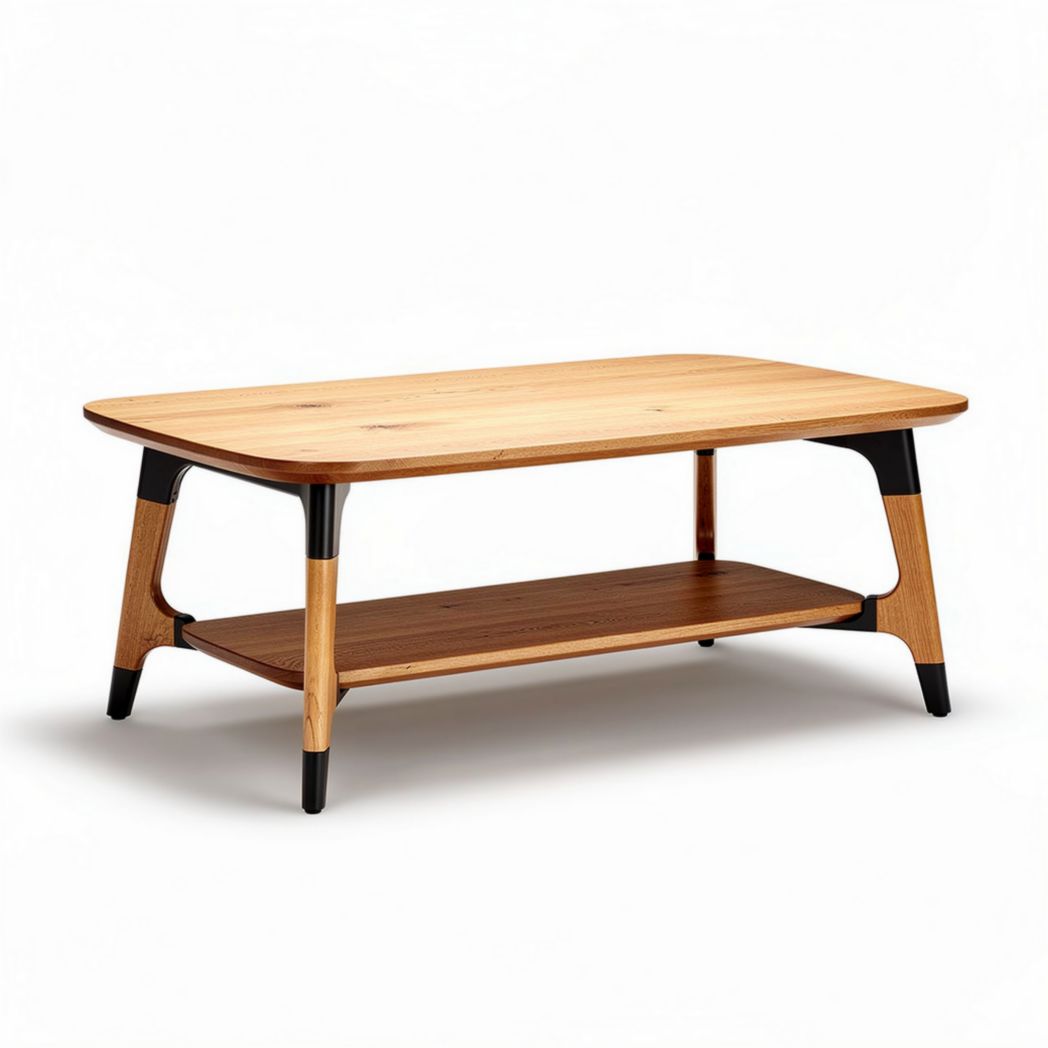 Wooden coffee table with lower shelf for living room 120 x 60 x 45cm
