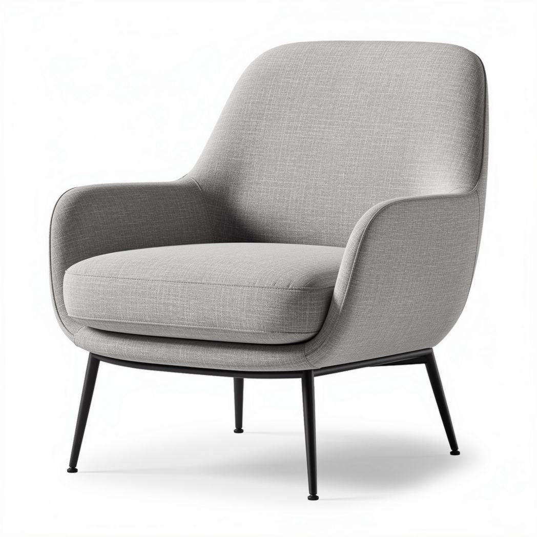 Gray upholstered armchair with metal legs and modern design 80 x 80 x 85cm