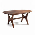 Walnut dining table with oval top and modern design 200 x 100 x 75cm