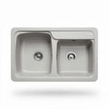 Granite double bowl kitchen sink in light gray 80 x 50 x 20cm