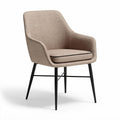 Upholstered dining chair with black metal legs in beige fabric 60 x 60 x 80cm