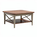 Square coffee table with wooden top and cross frame design 80 x 80 x 45cm
